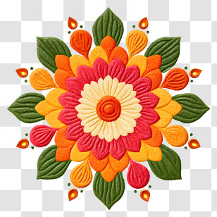 Diwali Rangoli - Colorful Floral Mandala Illustration Transparent PNG