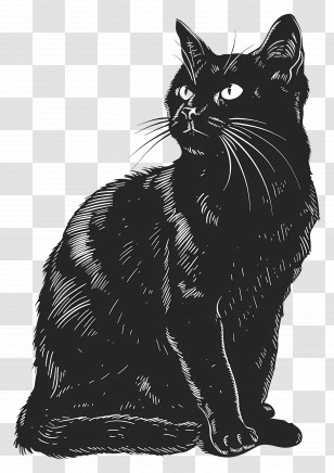 Cat - Black Cat Illustration Transparent PNG