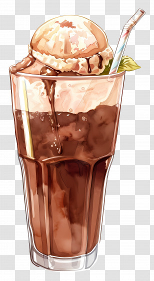 Chocolate Drink - Delicious Chocolate Milkshake With Ice Cream Transparent PNG