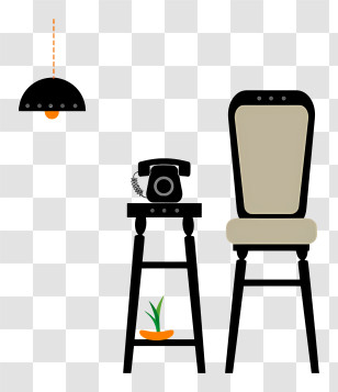 Icon - Minimalist Chair And Retro Telephone Interior Setup Transparent PNG