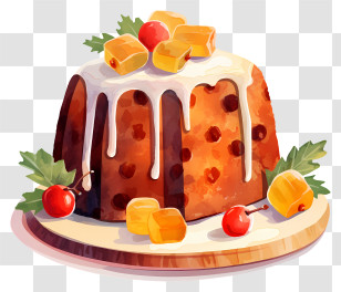 Dessert Cake - Delicious Fruit Cake With Icing Transparent PNG