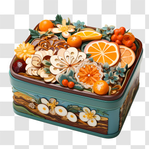 Bento Box - Decorative Fruit And Floral Box Transparent PNG