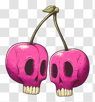 Pink Skulls - Hand-Drawn Pink Skull Cherries Transparent PNG
