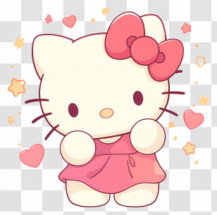 Hello Kitty - Cute Hello Kitty Cartoon Illustration In Pink Transparent PNG
