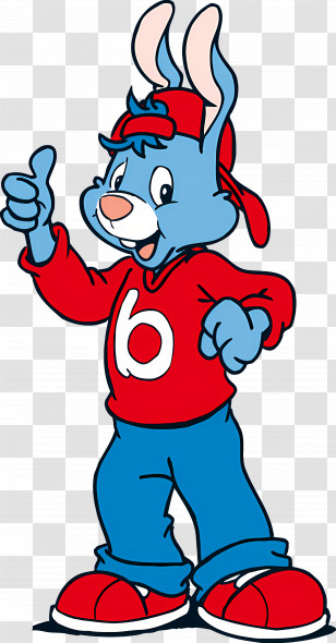 Bobo Bunny - Blue Cartoon Rabbit In Casual Outfit Giving Thumbs Up Transparent PNG