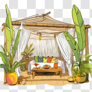 Sukkot - Tropical Cabana With Plants And Relaxing Setting Transparent PNG