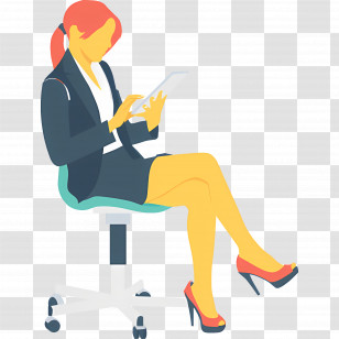 Business Woman - Business Woman Sitting With Tablet Transparent PNG