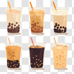 Bubble Milk Tea - Variety Of Bubble Tea Drinks Transparent PNG