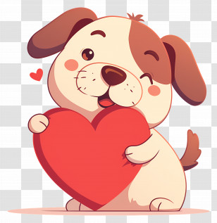 Dog Heart - Cute Puppy Holding A Heart Transparent PNG