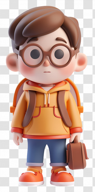 Schoolboy With Backpack - 3D Cartoon Boy Ready For School Transparent PNG