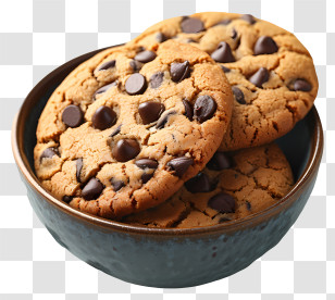 Chocolate Chip Cookies In Bowl - Chocolate Chip Cookies In Bowl Transparent PNG