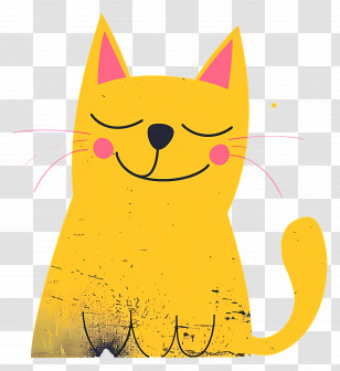 Cartoon Cat - Yellow Cartoon Cat Transparent PNG