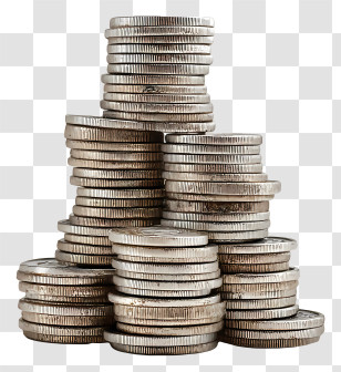 Stack Of Coins - Stack Of Silver Coins Transparent PNG