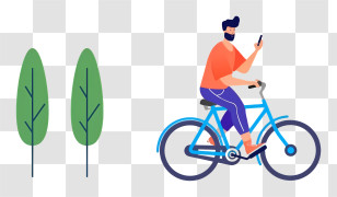Travel - Man On Bicycle Using Phone Transparent PNG
