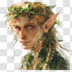 Elf Fantasy - Elf With Leaf Crown Transparent PNG
