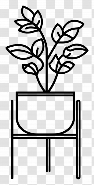 Plant Stand - Potted Plant Line Art Transparent PNG