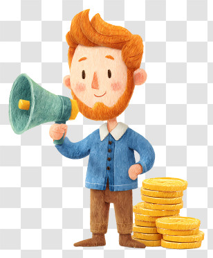 Man Holding Megaphone - Man Announcing Money Deals Transparent PNG