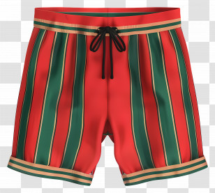 Red Shorts - Striped Red And Green Shorts For Casual Wear Transparent PNG