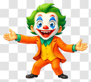 Funny Joker - Friendly Green-Haired Cartoon Clown Transparent PNG