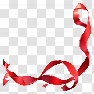Ribbon Corner - Red Ribbon Swirl For Decoration Transparent PNG