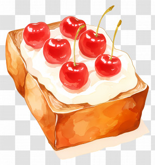 Cream Bread - Cherry Toast With Cream Transparent PNG
