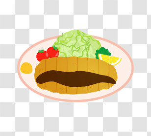 Food Elements - Cutlet With Vegetables On Plate Transparent PNG