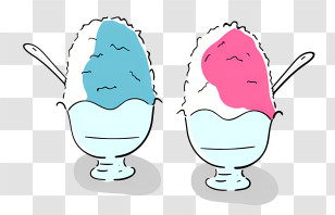 Cartoon - Shaved Ice With Blue And Pink Syrup Transparent PNG