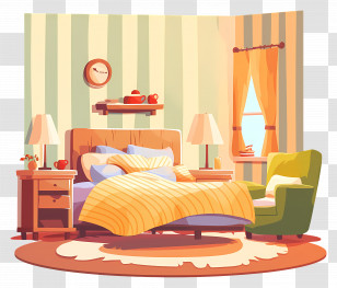 Bed Room - Cozy Bedroom Illustration Transparent PNG