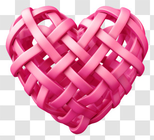 Pink Heart - Pink Woven Heart For Romantic Designs Transparent PNG