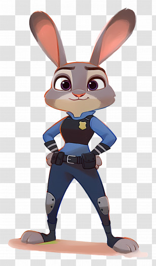 Judy Hopps - Cartoon Bunny In Police Uniform Transparent PNG