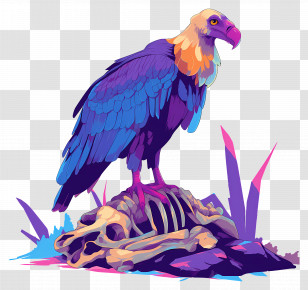 Cartoon Vulture - Colorful Vulture On Skull Transparent PNG