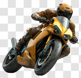 Motorcycle Rider - Yellow Motorcycle With Rider Transparent PNG