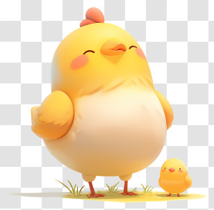 Cute Chicken - Chubby Yellow Mommy Chick And Chicklet Transparent PNG