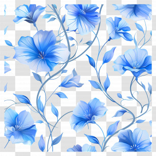 Blue Flowers - Elegant Blue Floral Pattern Transparent PNG