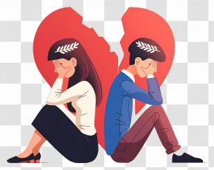 Couple Divorce - Sad Couple With Broken Heart Transparent PNG