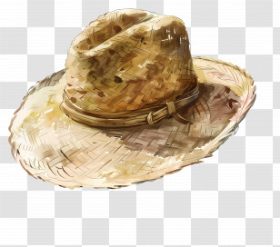 Straw Hat With Woven Texture - Straw Hat With Woven Texture Transparent PNG