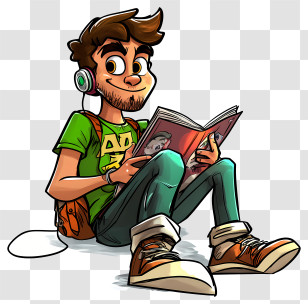 Man Reading Magzine - Cartoon Boy Reading A Book Transparent PNG