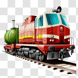 Railway Train
 - Red Train Locomotive On Railroad Tracks Transparent PNG