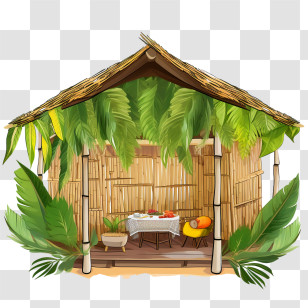 Sukkot
 - Cozy Bamboo Hut With Greenery Transparent PNG
