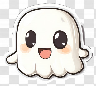 Kawaii Ghost - Cute Smiling Ghost Transparent PNG