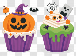 Halloween Cupcakes - Spooky Halloween Cupcakes With Pumpkin And Ghost Themes Transparent PNG