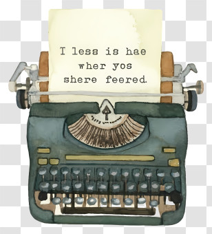 Vintage Typewriter - Vintage Typewriter With Paper Transparent PNG