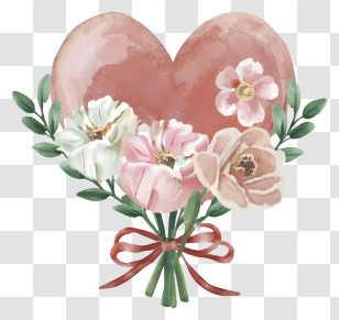 Cartoon - Floral Heart With Roses For Romantic Occasions Transparent PNG