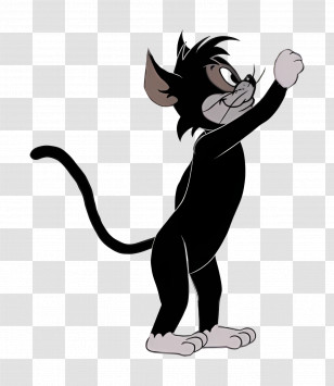 Butch Cat - Black Cartoon Cat Looking Up Transparent PNG