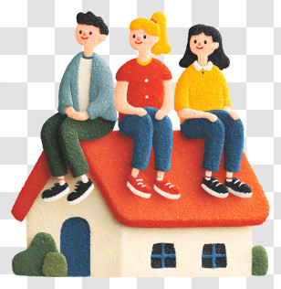 International Friendship Day - People Sitting On House Roof Transparent PNG