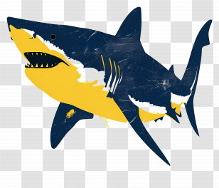 Bull Shark - Blue And Yellow Cartoon Shark Illustration Transparent PNG