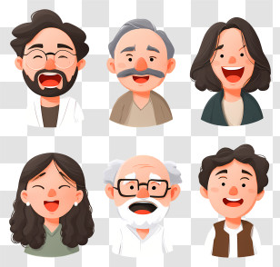 Family - Cartoon Faces With Different Expressions Transparent PNG