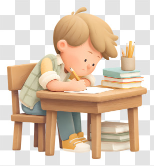 Student Writing Homework - Boy Doing Homework At Desk Transparent PNG