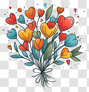 Bouquet - Heart-Shaped Flower Bouquet Illustration Transparent PNG