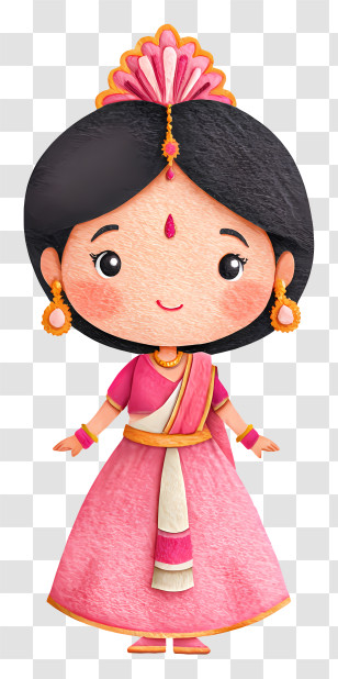 Radha Rani - Princess In Pink Dress Transparent PNG
